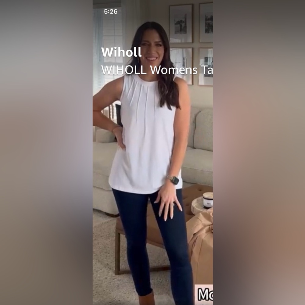 Wiholl Elegant White Sleeveless Tank Top Women’s Medium